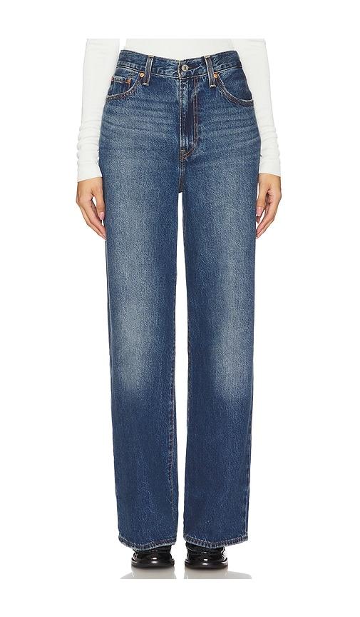 levi's ribcage wide leg jeans in blue.