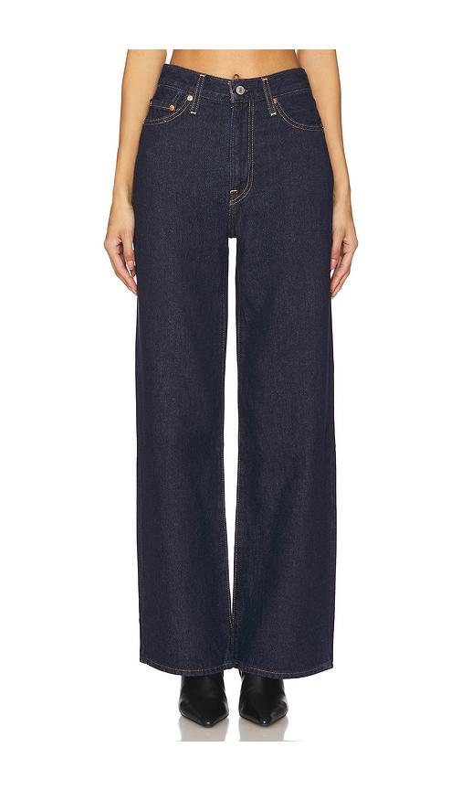 levi's ribcage wide leg jeans in blue.