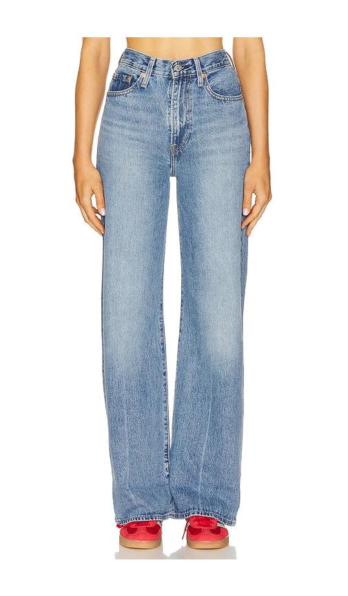 levi's ribcage wide leg jeans in blue.