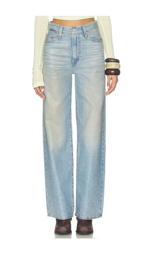 levi's ribcage wide leg jeans in blue.
