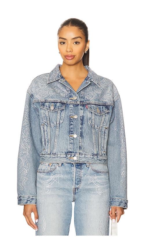 levi's shrunken 90s jacket in blue.