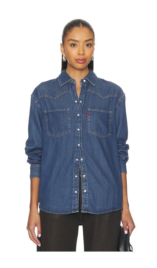 levi's teodora western shirt in blue.