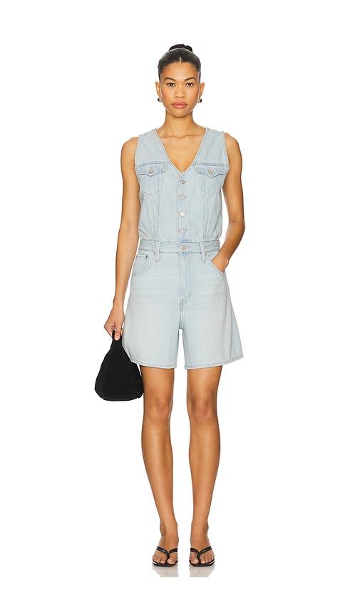 levi's vest romper in denim-light.