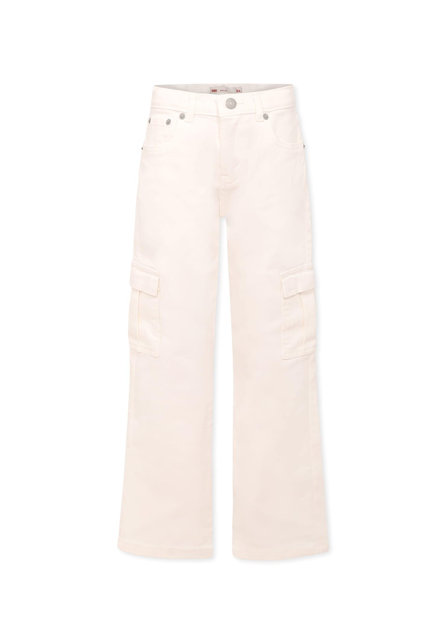 levi's white jeans for girl with logo