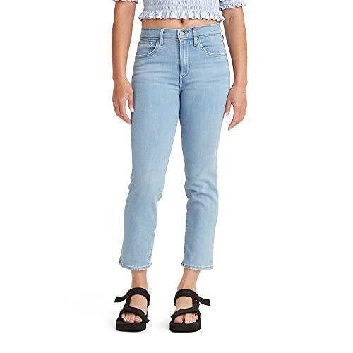 levi's women's 724 high rise straight crop jeans, tribeca story-medium indigo, 25