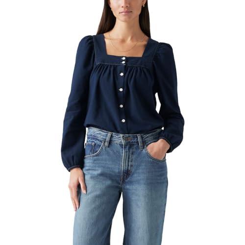 levi's women's amber long sleeve blouse, bright dark stone