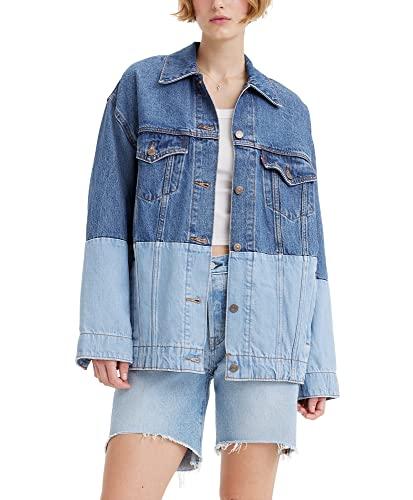 levi's women's baggy trucker (also available in plus), (new) light indigo worn in, small