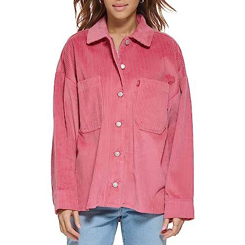 levi's women's bull twill cotton shirt shacket (standard & plus sizes), rose bud pink