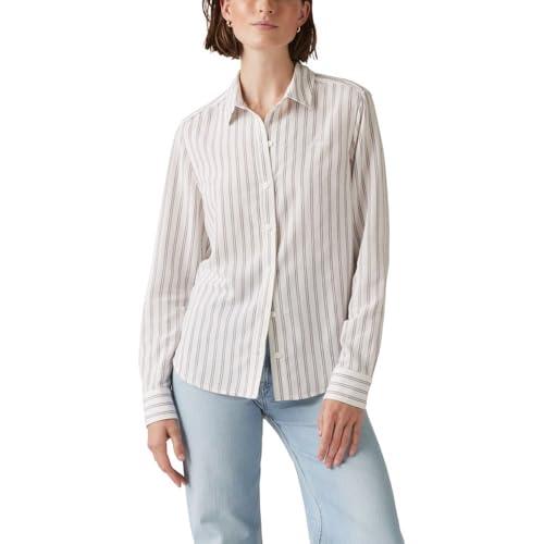 levi's women's classic button-up shirt, (new) mia stripe cloud dancer