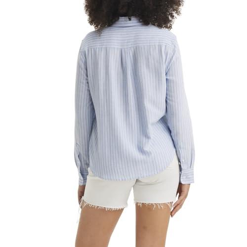 levi's women's classic button-up shirt, (new) rory stripe brunerra blue