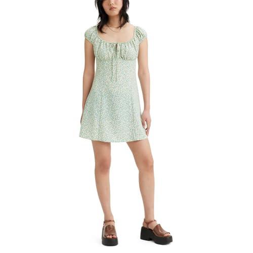 levi's women's clementine cap sleeve dress, riley floral granite green, xx-large