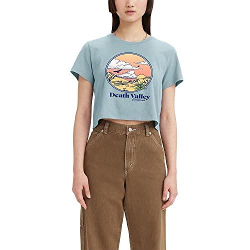 levi's women's cropped jordie tee, (new) death valley starlight blue, large