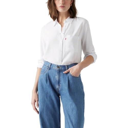 levi's women's darlene utility shirt, (new) bright white