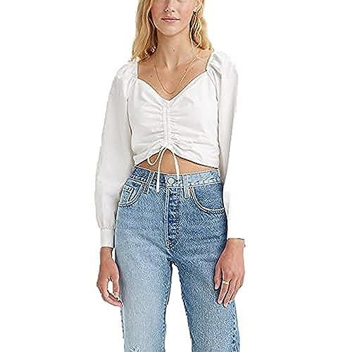 levi's women's devin blouse (also available in plus), (new) white alyssum, large