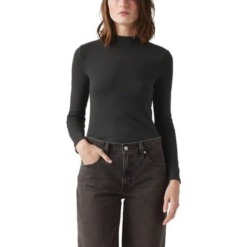 levi's women's effortless long sleeve tee shirt, (new) anthracite night