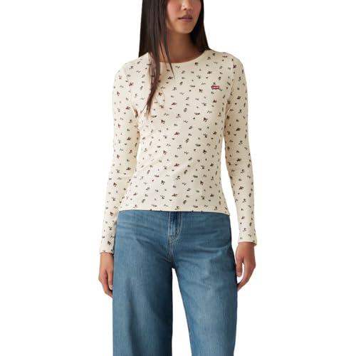 levi's women's hayes long-sleeve tee (also available in plus), (new) sigrid ditsy egret