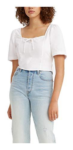 levi's women's hazel smocked top, bright white, small