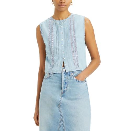 levi's women's lorelai sleeveless button down, dazed light stone