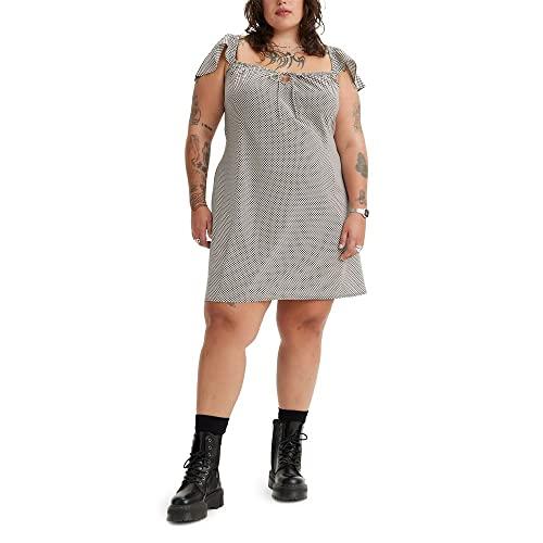 levi's women's misha ruffle sleeve dress, sunny cream, small