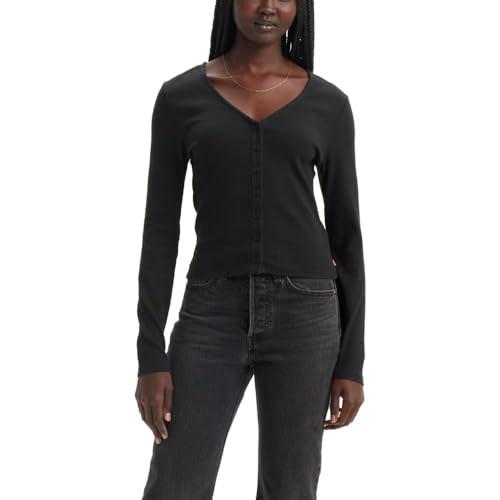 levi's women's muse long sleeve tee shirt, (new) caviar