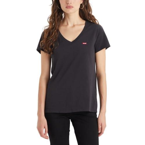 levi's women's perfect v-neck t-shirt, (new) caviar