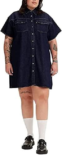 levi's women's premium elowen western dress, (new) indigo rinse, x-large
