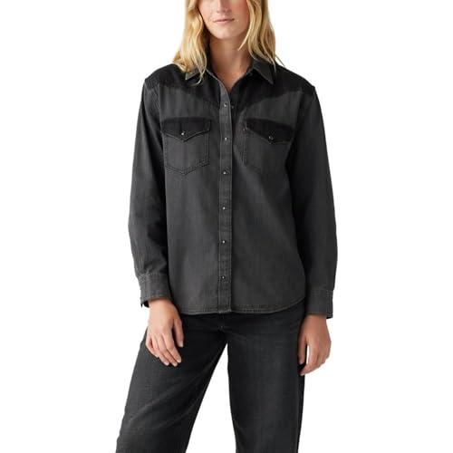 levi's women's sawyer western shirt, (new) practically pieced dark