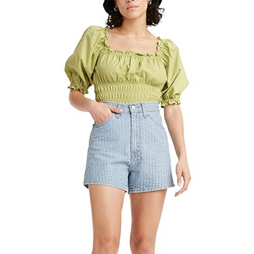 levi's women's tilly smocked blouse, nile-green, medium