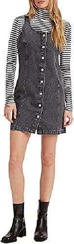 levi's women's tuli denim mini dress, (new) black stonewash, large