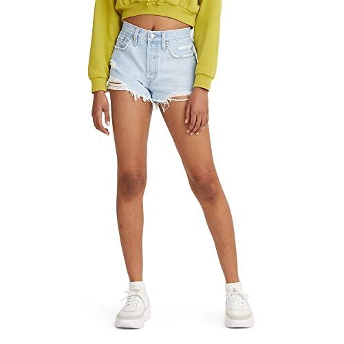 levi's womens 501 original (also available in plus) denim shorts, ojai top - light indigo, 24 us