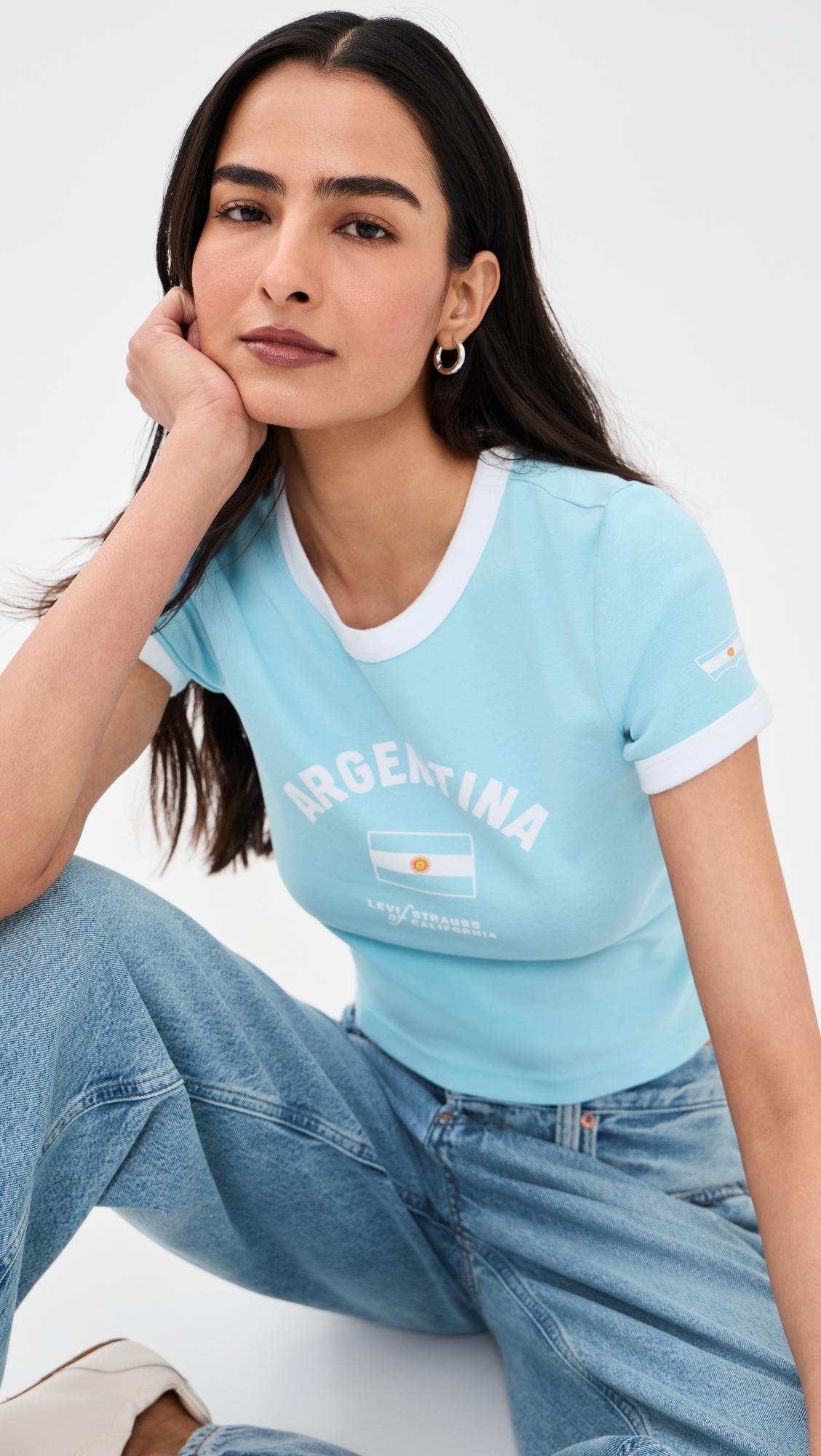 levi's x world cup argentina retro ringer baby tee