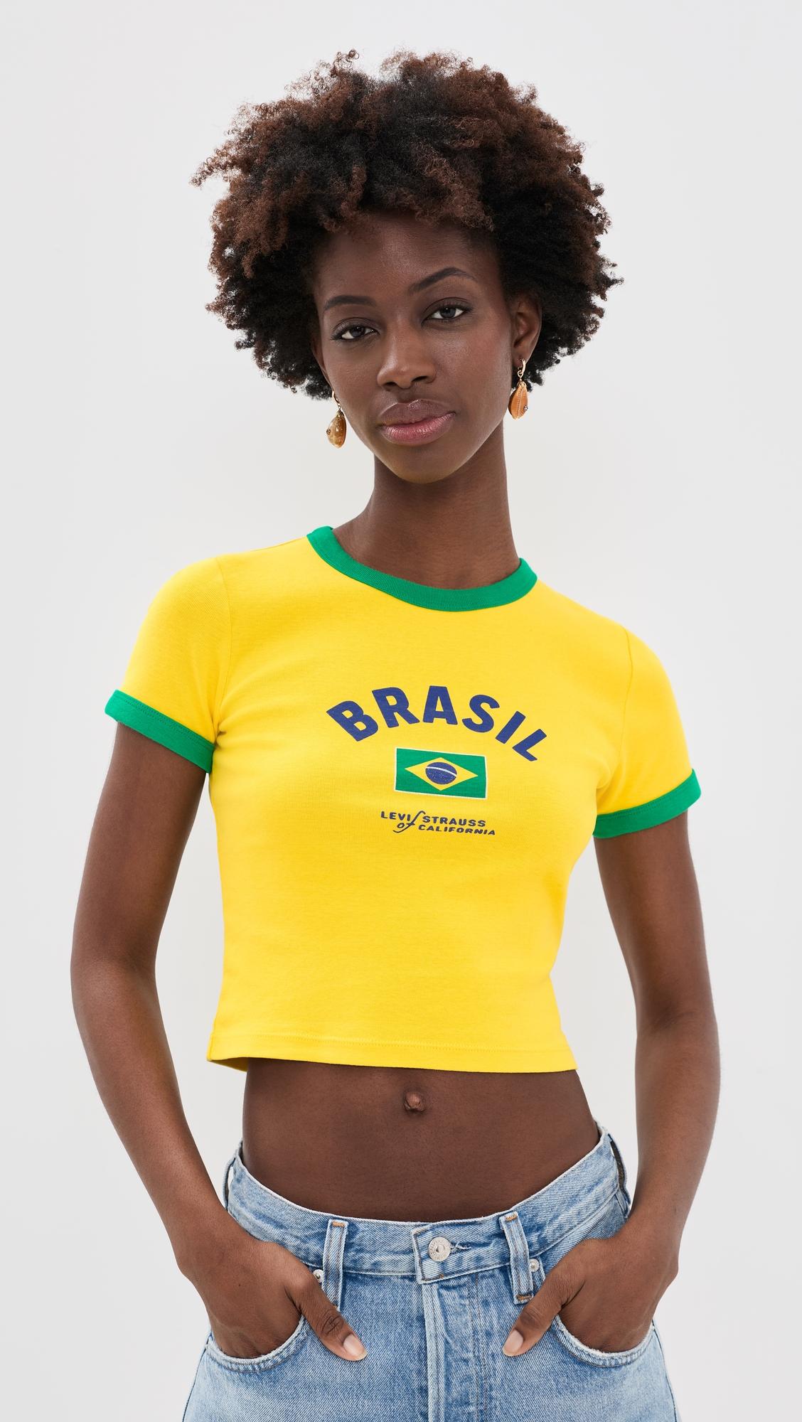 levi's x world cup brazil retro ringer baby tee