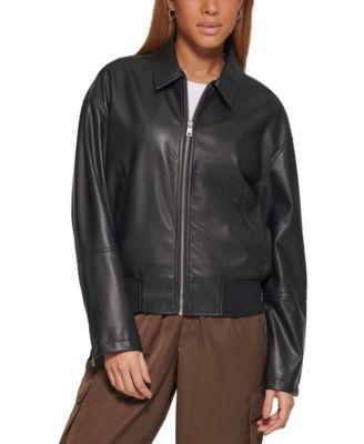 levis womens faux leather lightweight bomber jacket