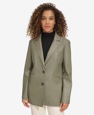 levis womens single breasted faux leather blazer