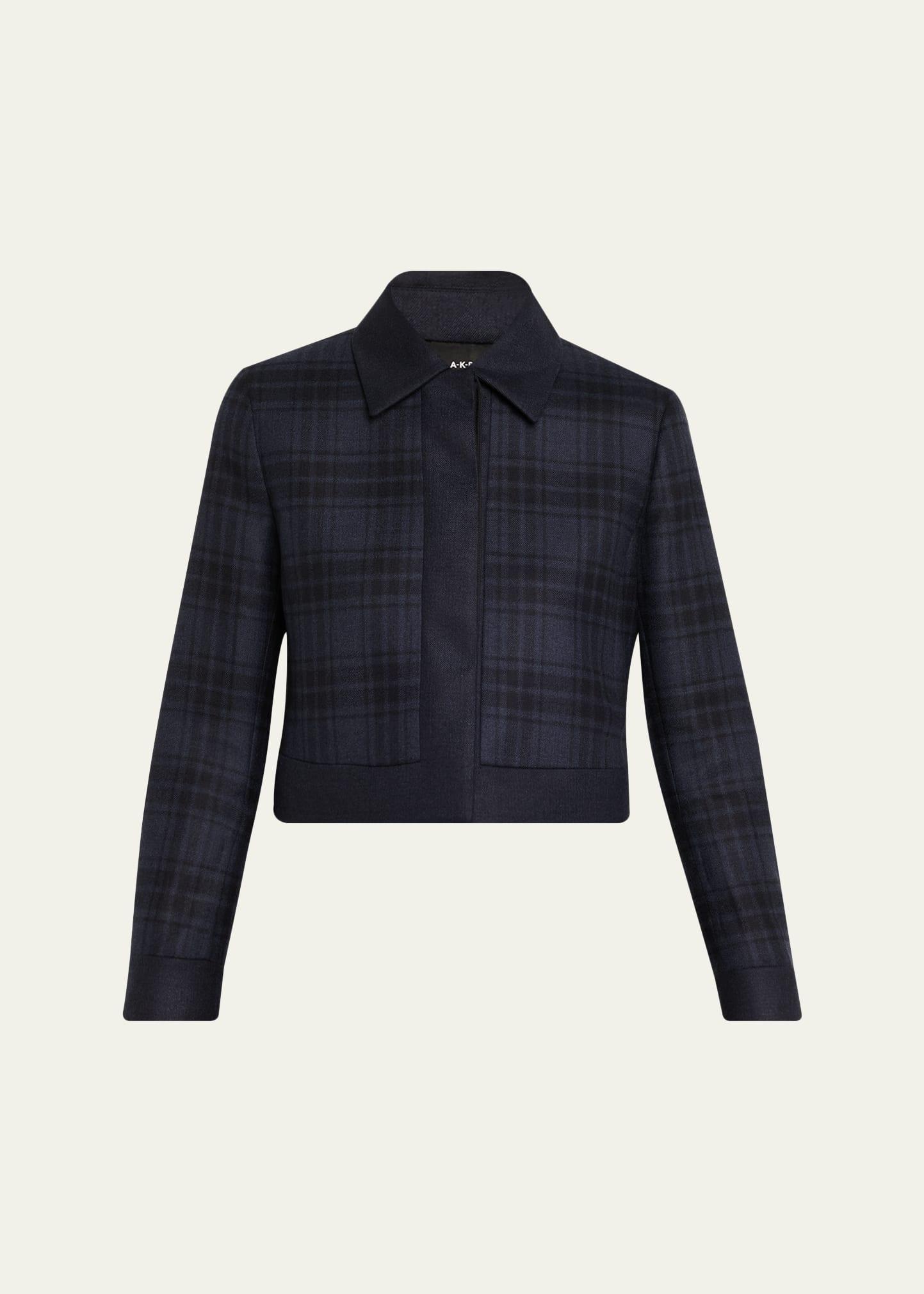 lewitt check wool double-face crop jacket