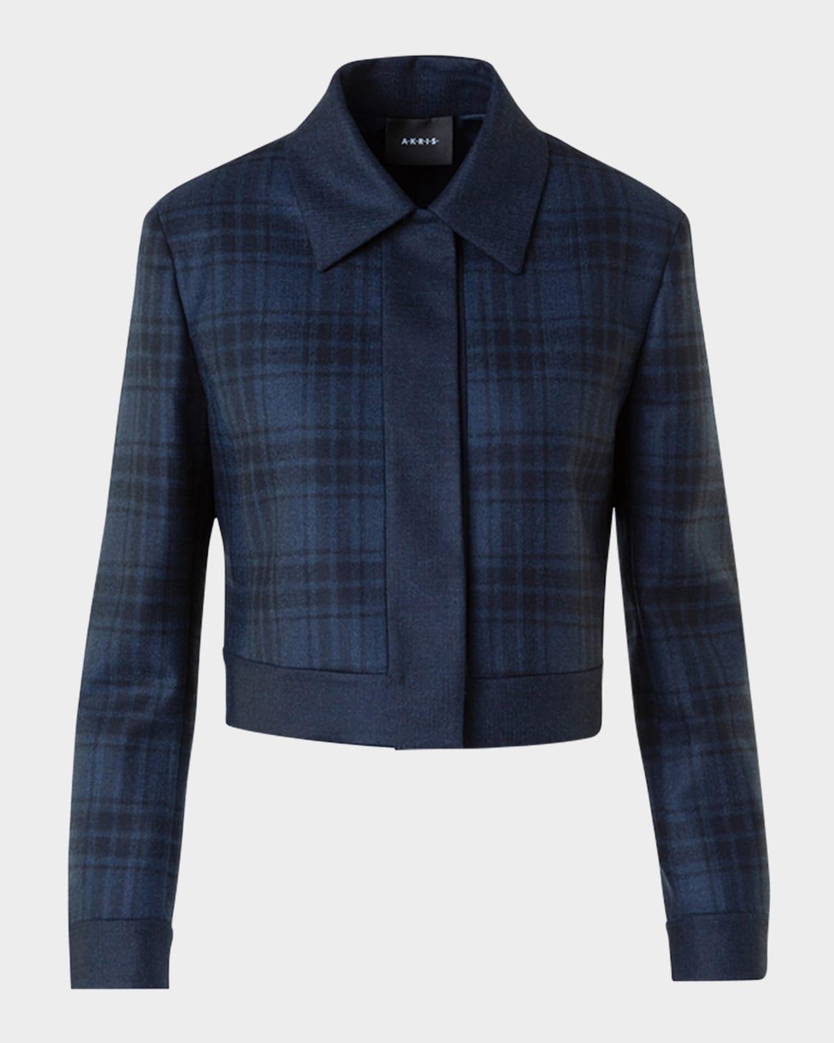 lewitt check wool double-face crop jacket