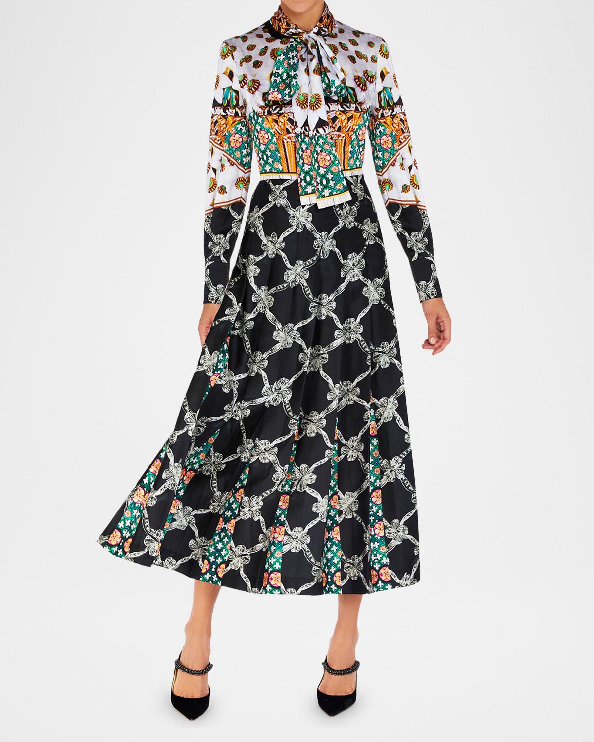 lexis multi-print eco twill midi dress