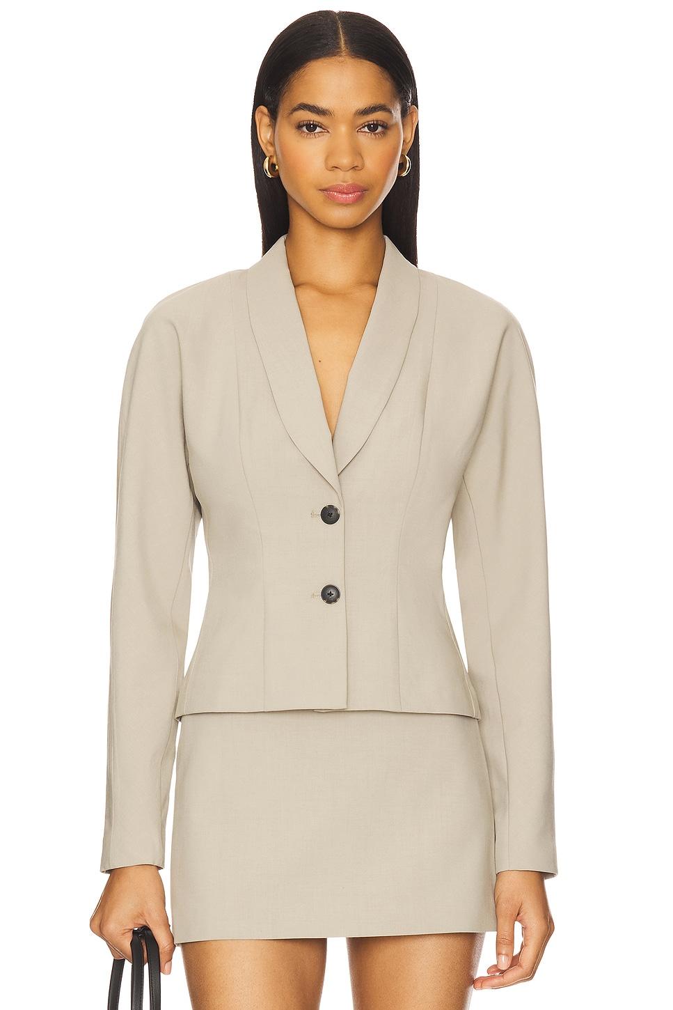 liah blazer top in khaki