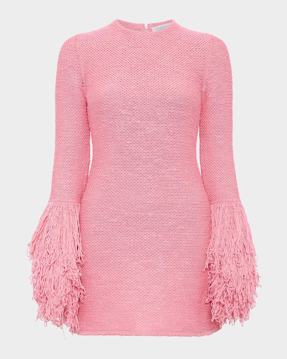 liam fringe-cuff mini cashmere dress