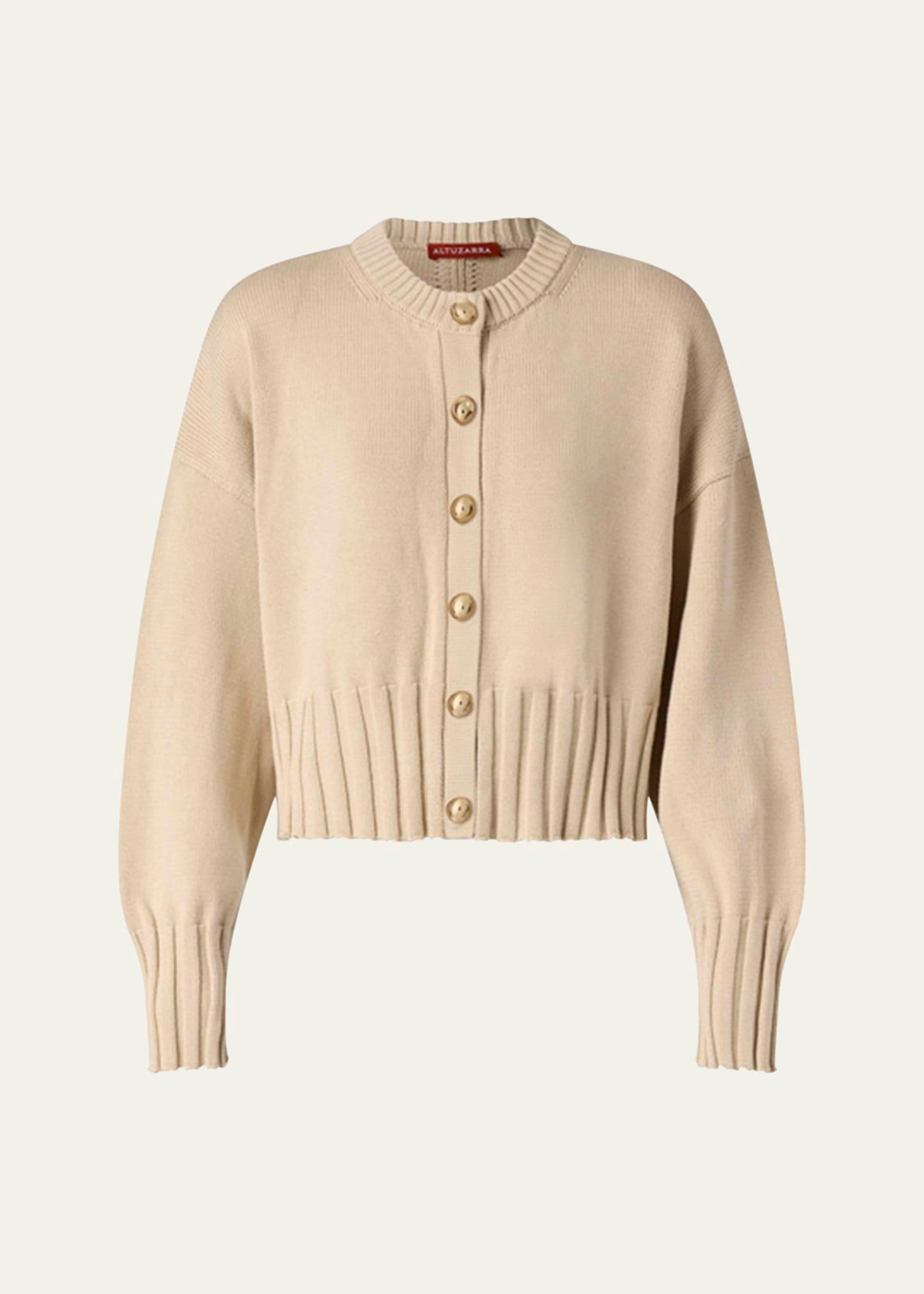 liam wide-rib crewneck cardigan