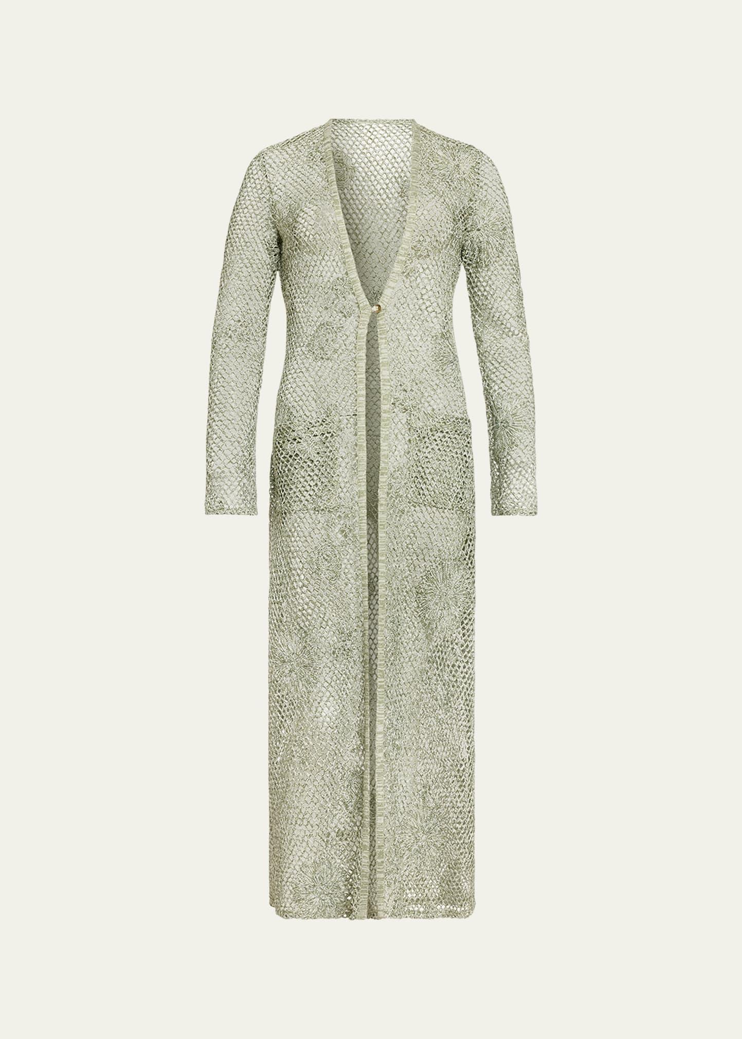 liana metallic knit crochet duster