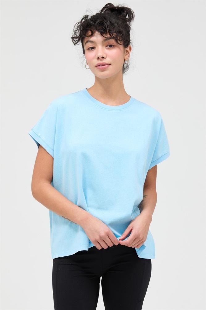 light blue mineral wash boxy fit t-shirt