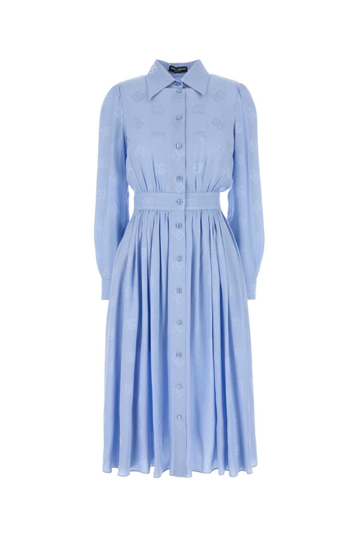 light blue satin shirt dress