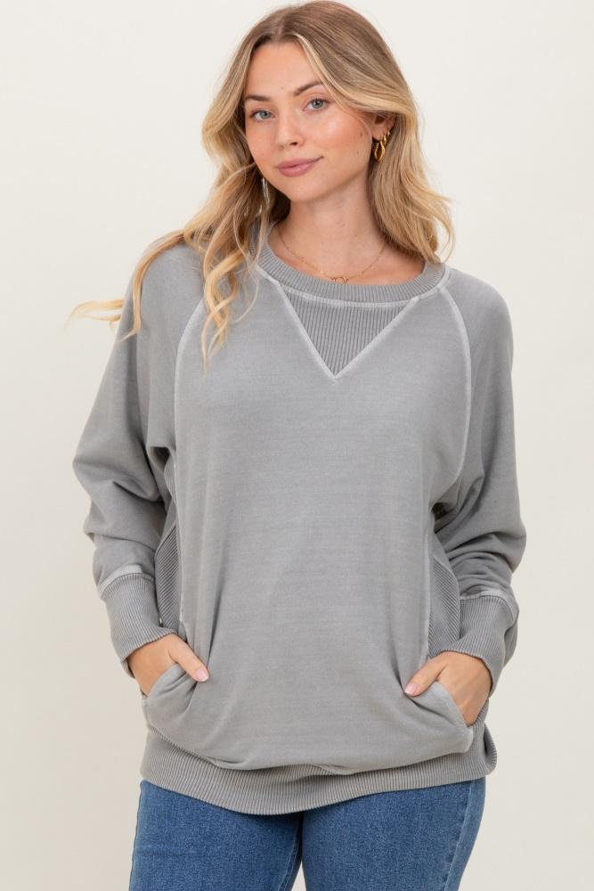 light grey vintage wash french terry pullover