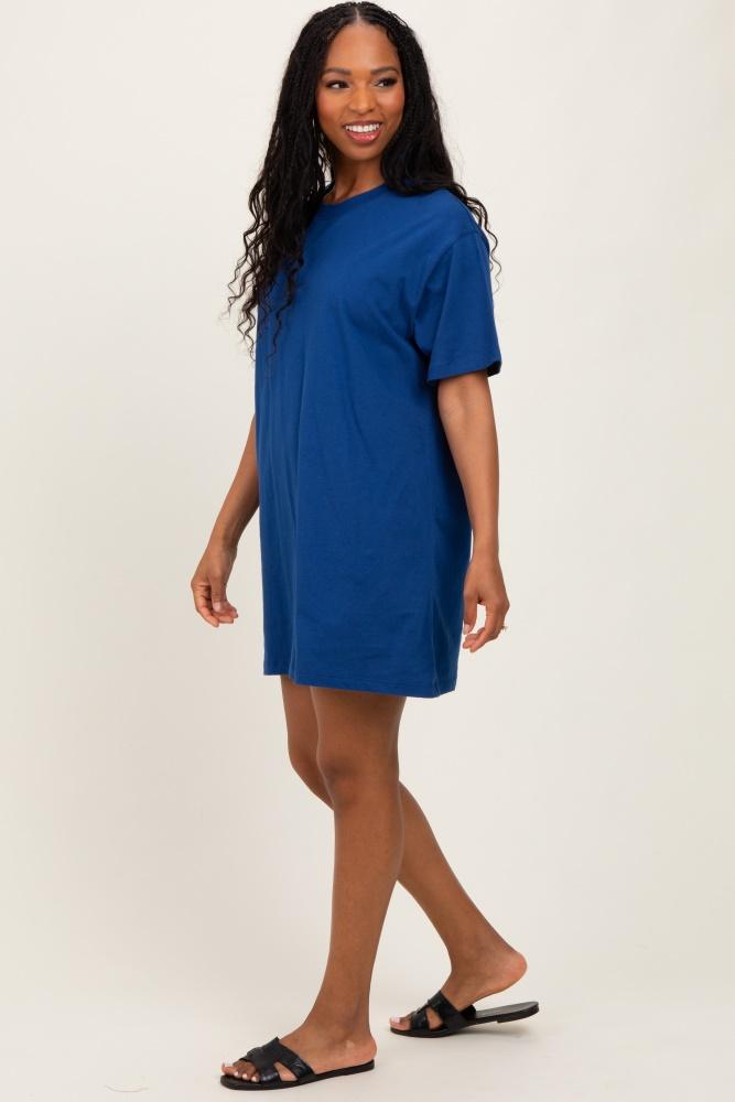 light navy crewneck short sleeve t-shirt dress