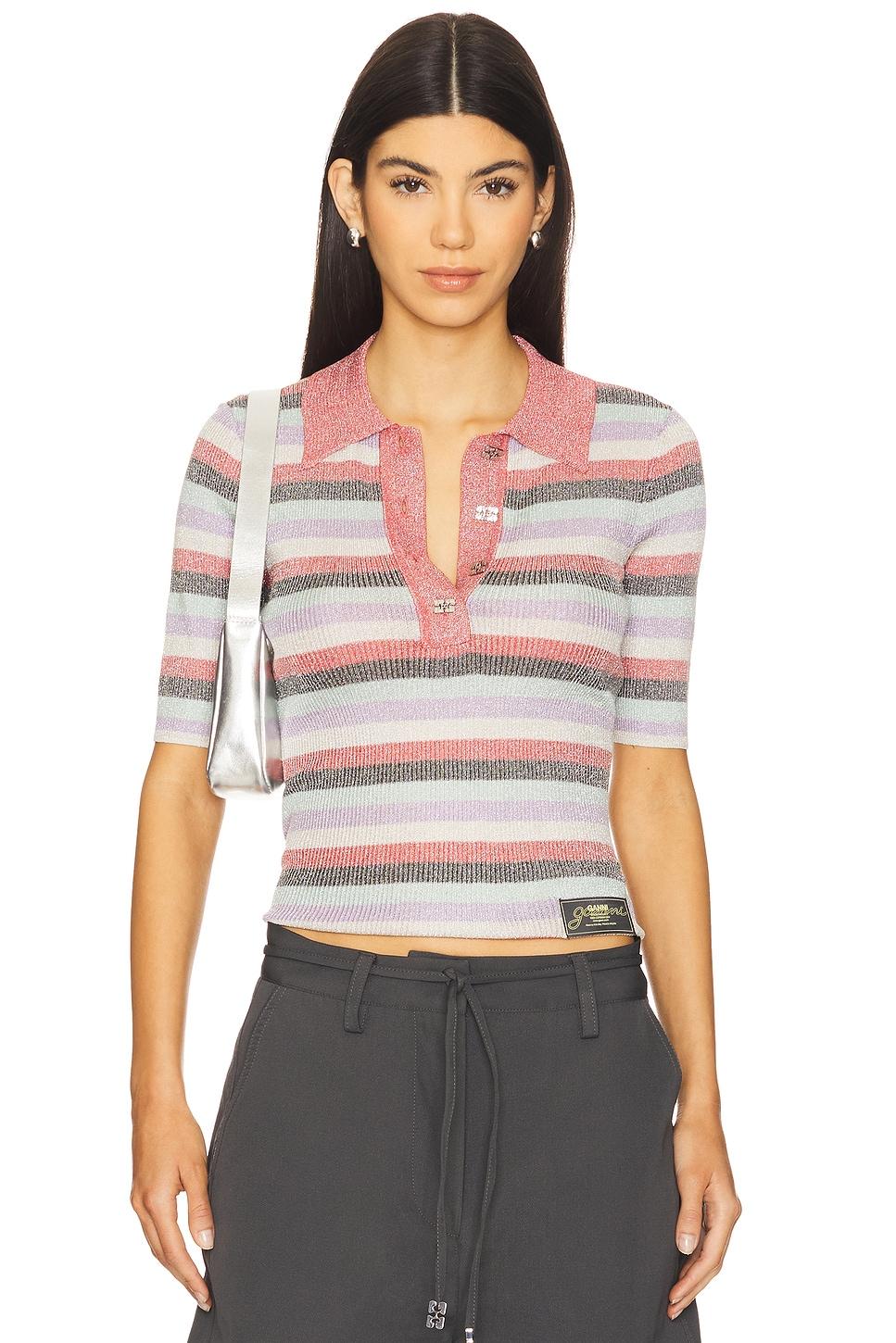 light sparkle rib polo top