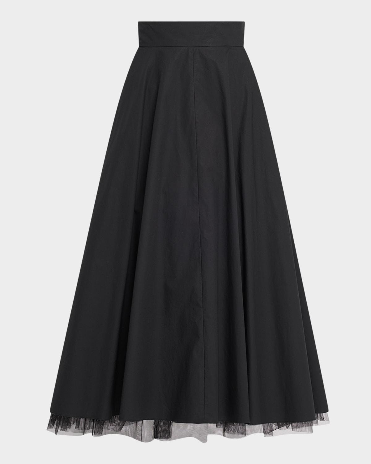 light touch ruffle-hem cotton midi skirt