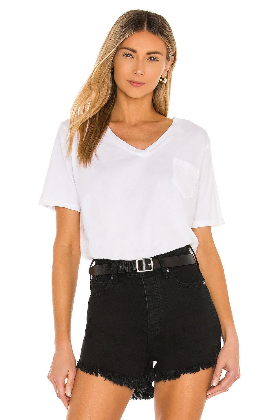 light weight jersey v neck pocket tee