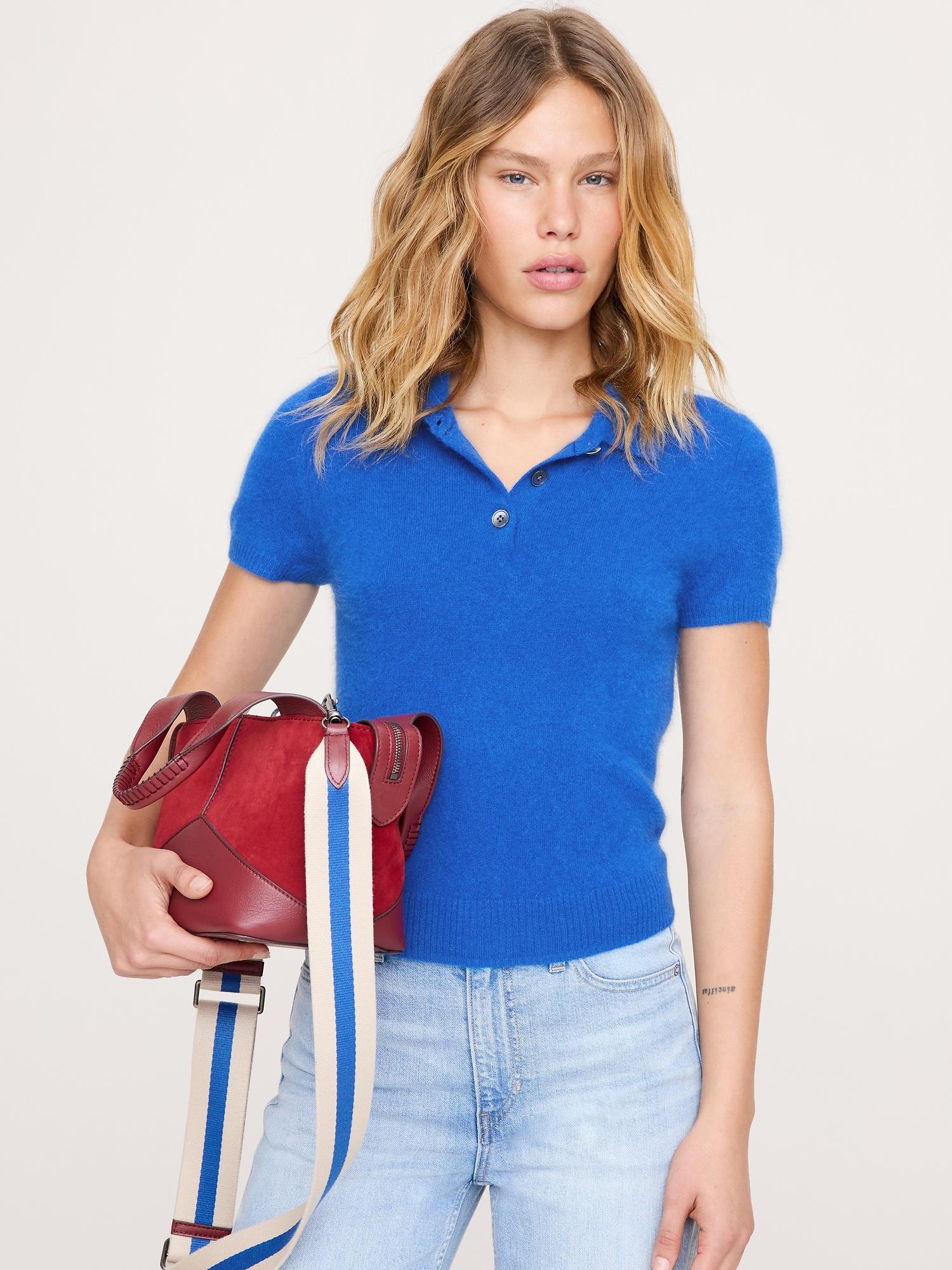 lightweight brushed cashmere sweater polo