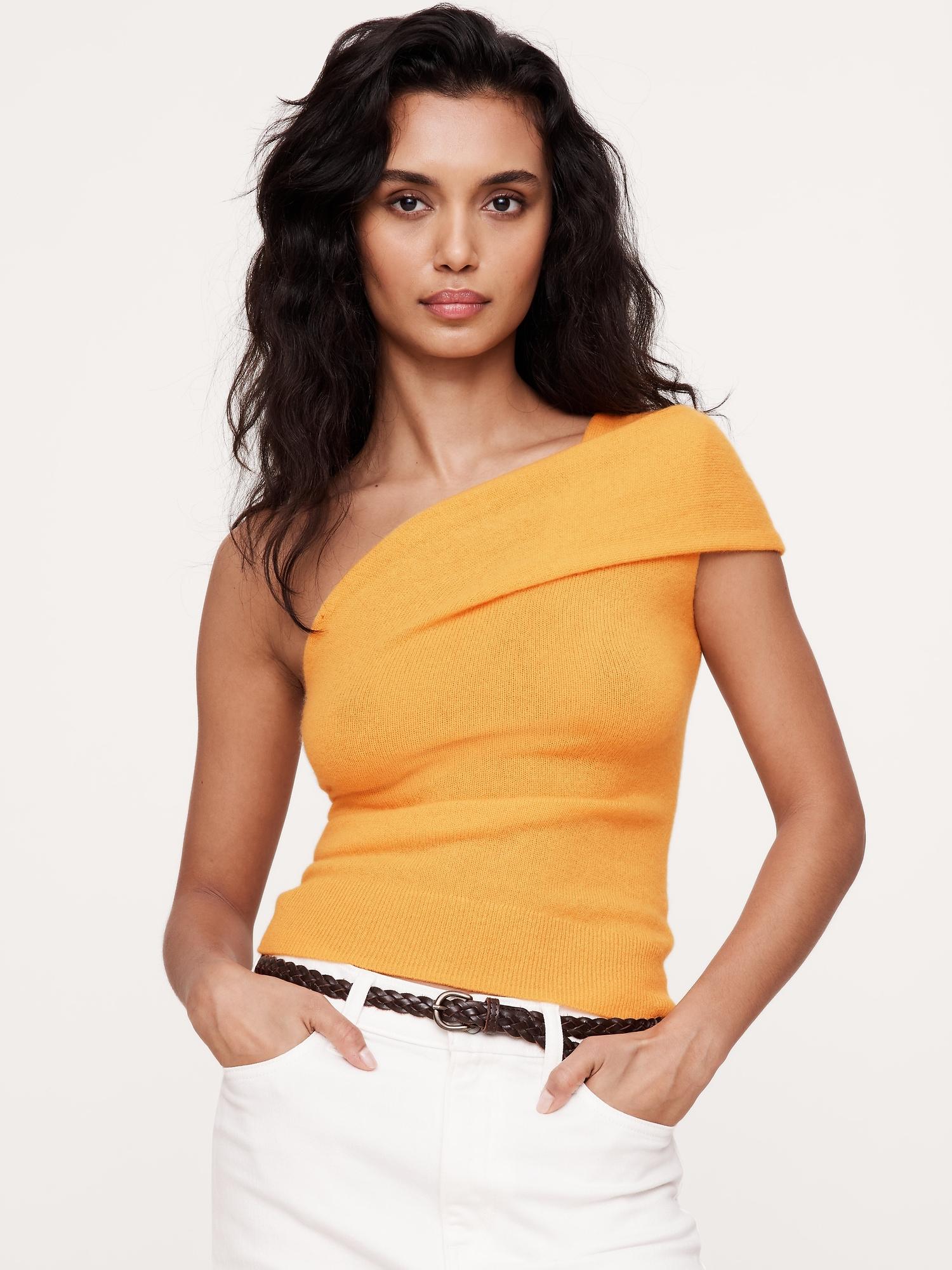 lightweight cashmere off-shoulder top